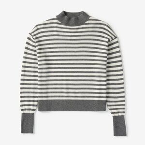 Everlane mock neck cashmere striped sweater